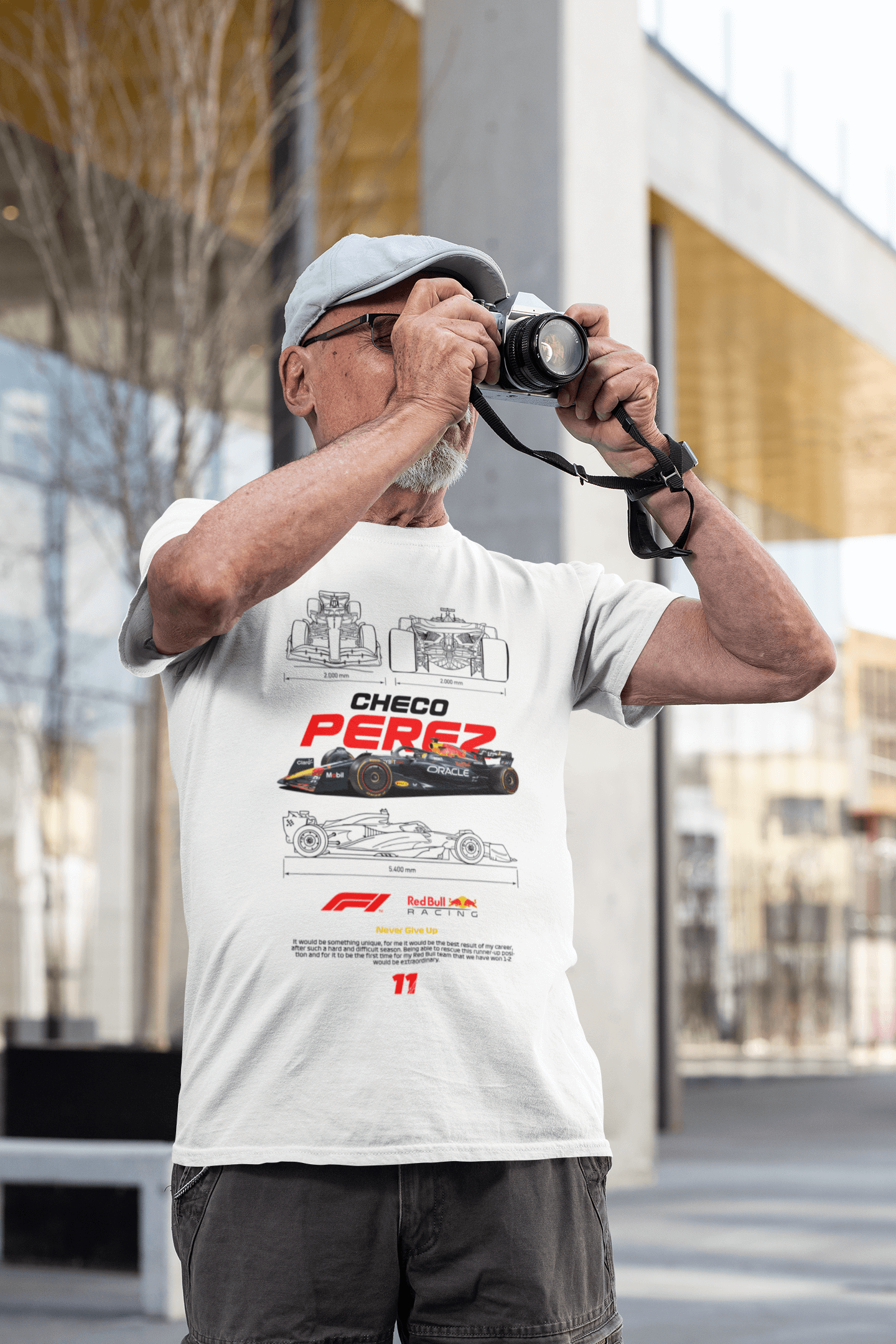 Checo Pérez "Minister of Defence" F1 Blueprint Tee - Personalized Racing Fan Gift