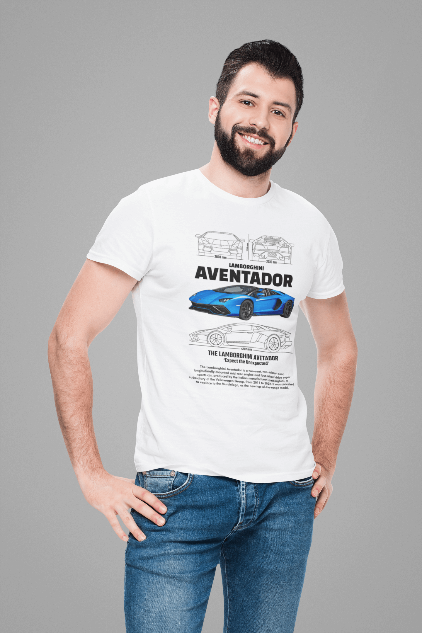 Lamborghini Aventador Graphic T-Shirt — Blueprint + Photo