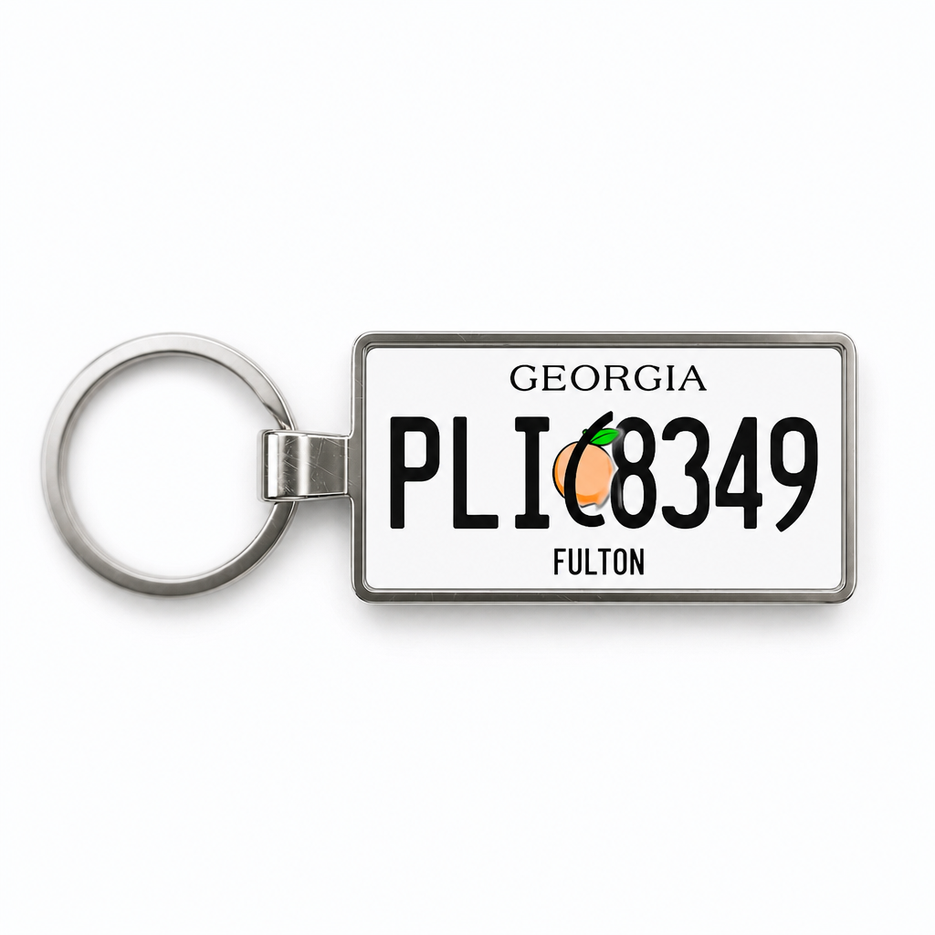 Georgia PLI 8349 license plate keychain white_bg