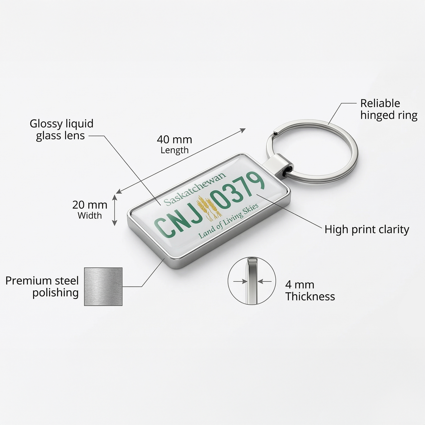 Saskatchewan Custom License Plate Keychain