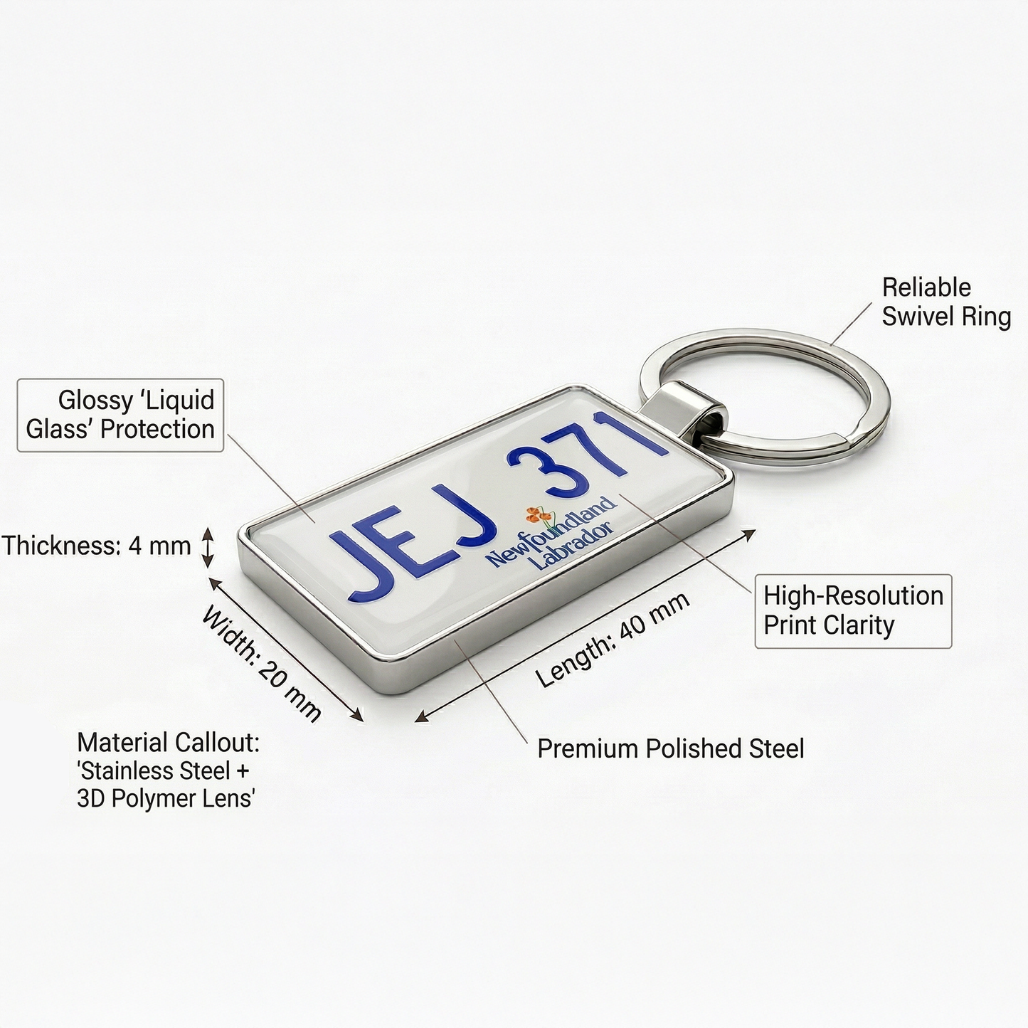 Newfoundland Custom License Plate Keychain