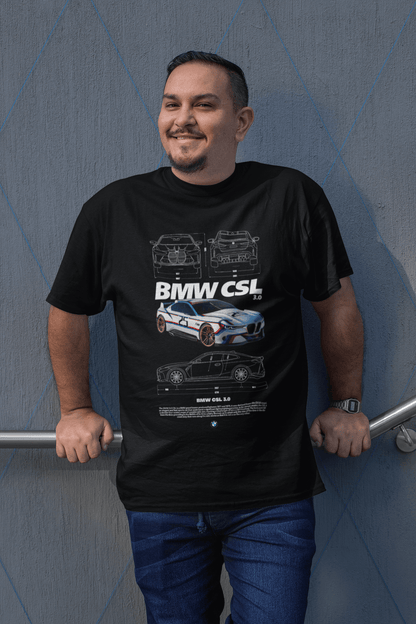 BMW 3.0 CSL "Batmobile" Heritage Blueprint Tee - Personalized Custom Racing Gift