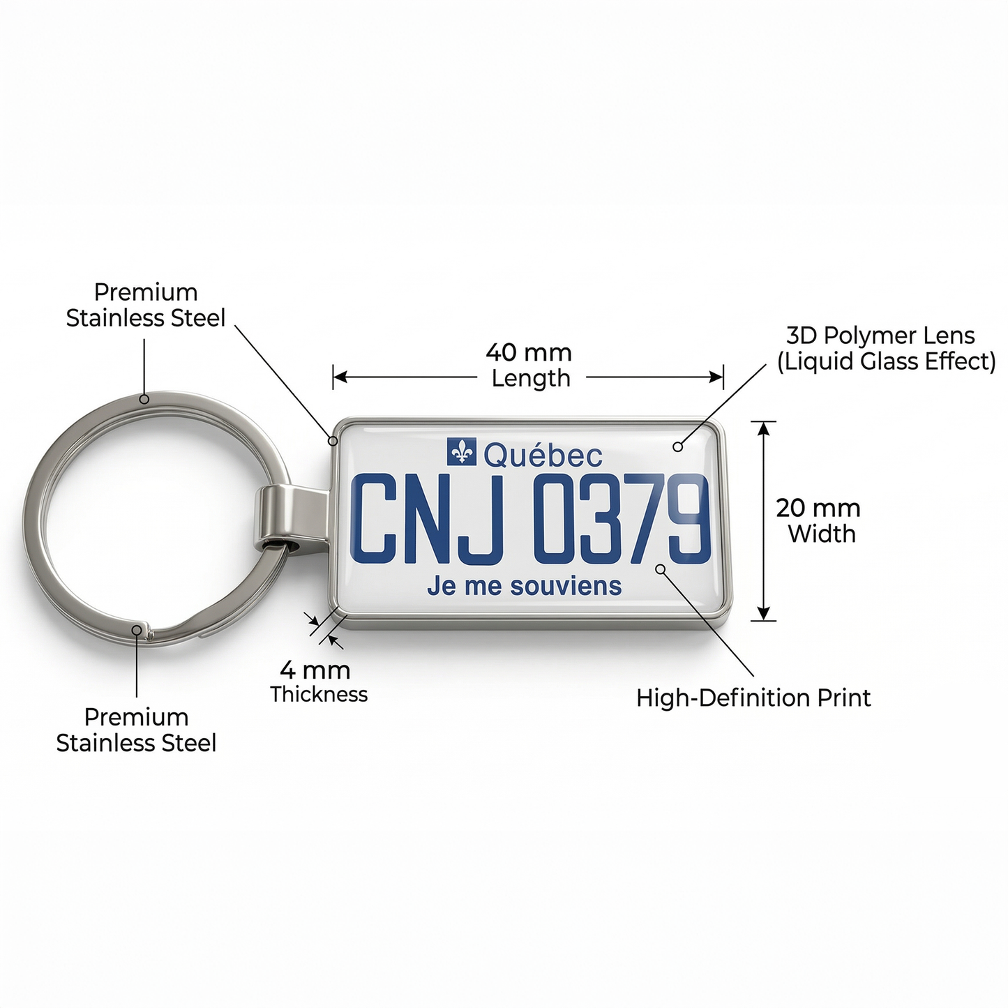 Quebec Custom License Plate Keychain