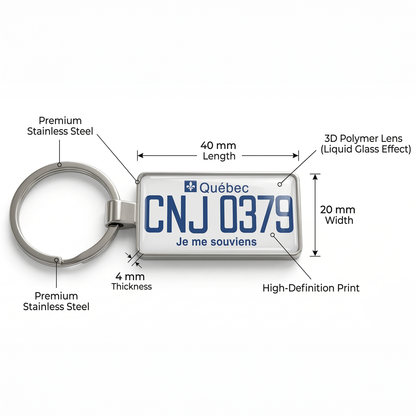 Quebec Custom License Plate Keychain