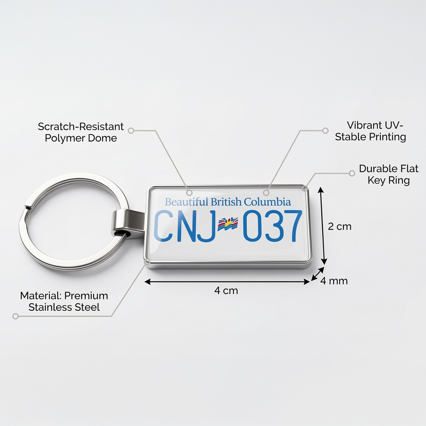 British Columbia Custom License Plate Keychain