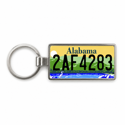 Alabama 2AF4283 license plate keychain white_bg