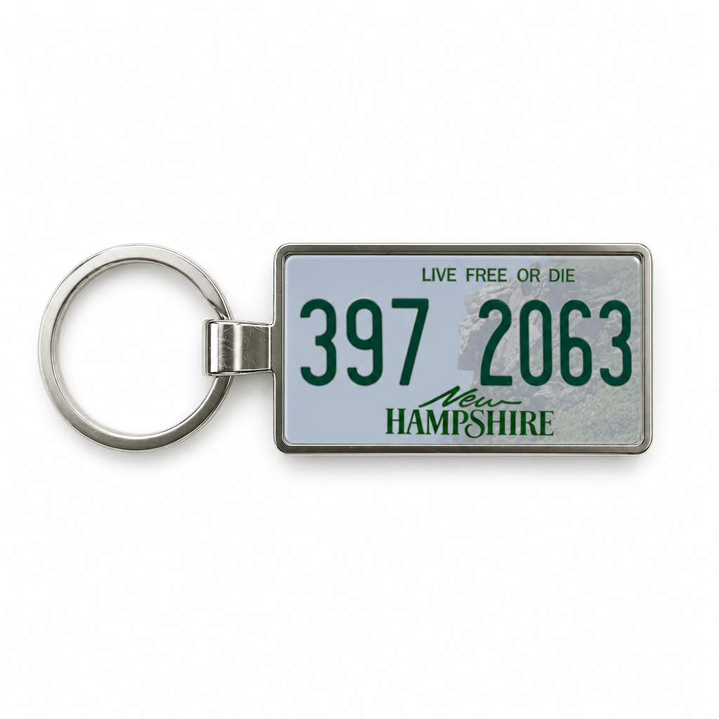 New Hampshire 397 2063 license plate keychain white_bg