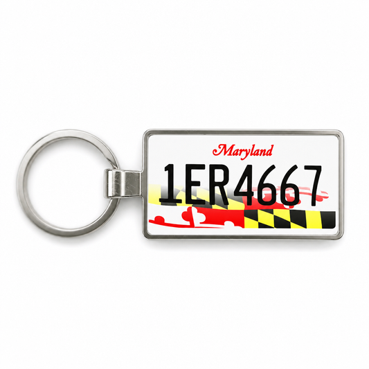 Maryland 1ER 4667 license plate keychain white_bg