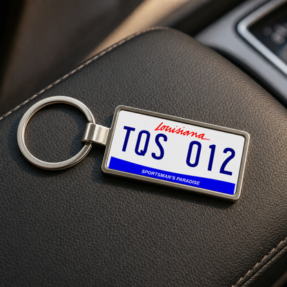 Louisiana TQS 012 license plate keychain on_dashboard
