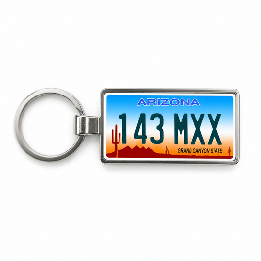 Arizona 143 MXX license plate keychain white_bg