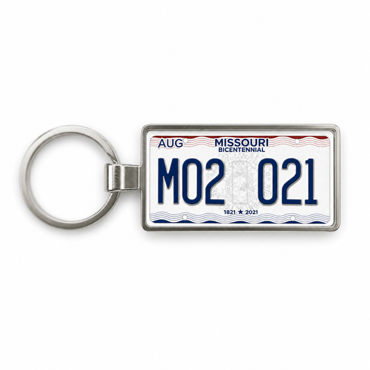 Missouri M02 021 license plate keychain white_bg