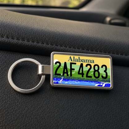 Alabama 2AF4283 license plate keychain on_dashboard