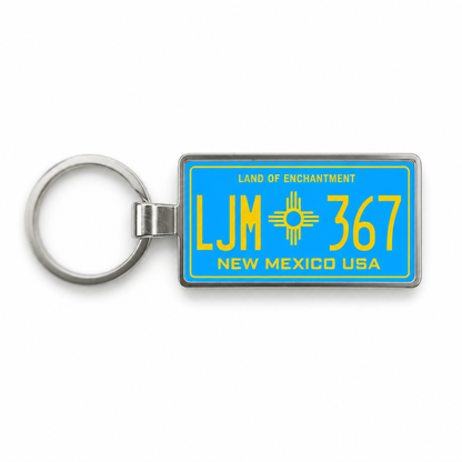 New Mexico LM 367 license plate keychain white_bg