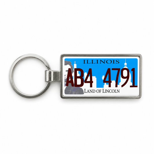 Illinois ABA 4791 license plate keychain white_bg