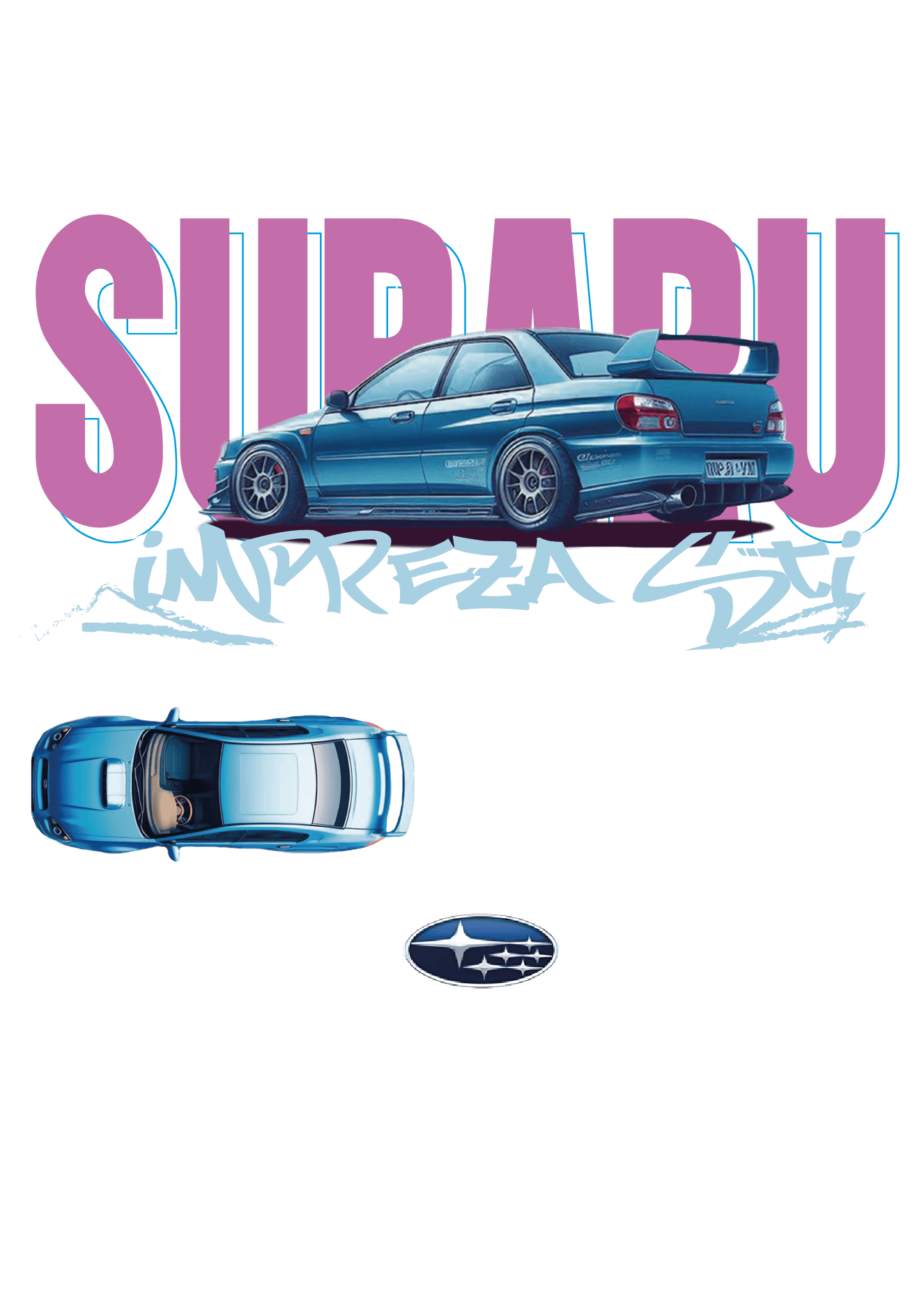 Subaru Impreza WRX STI Graphic Tee — Retro JDM Blueprint Poster