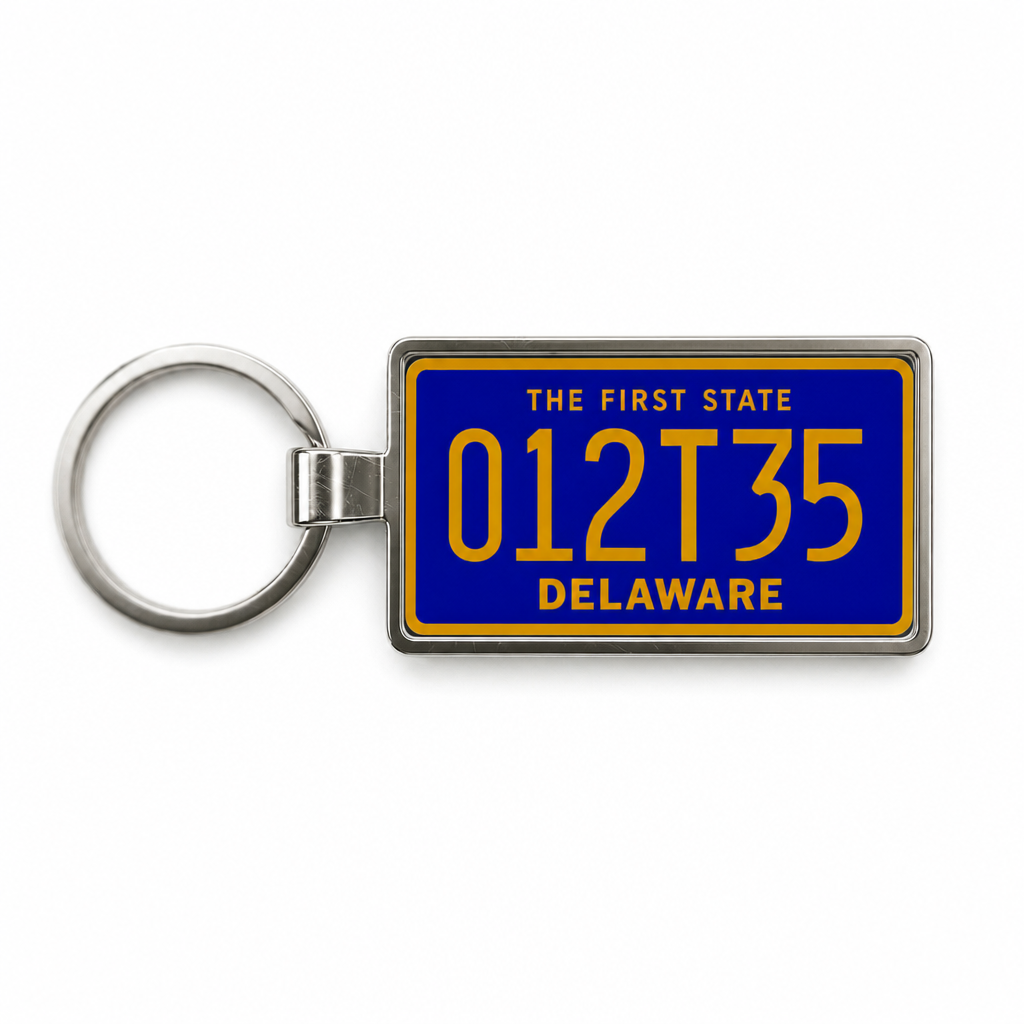 Delaware 012135 license plate keychain white_bg
