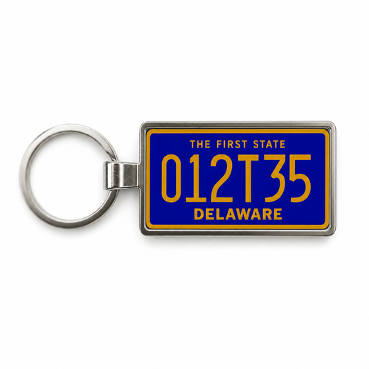 Delaware 012135 license plate keychain white_bg