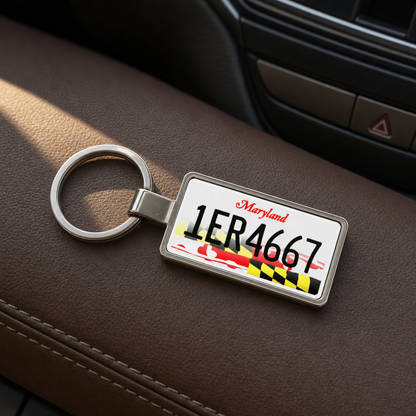 Maryland 1ER 4667 license plate keychain on_dashboard