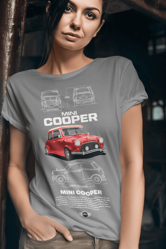 MINI Cooper Classic Graphic T-Shirt — Photo & Blueprint Illustration