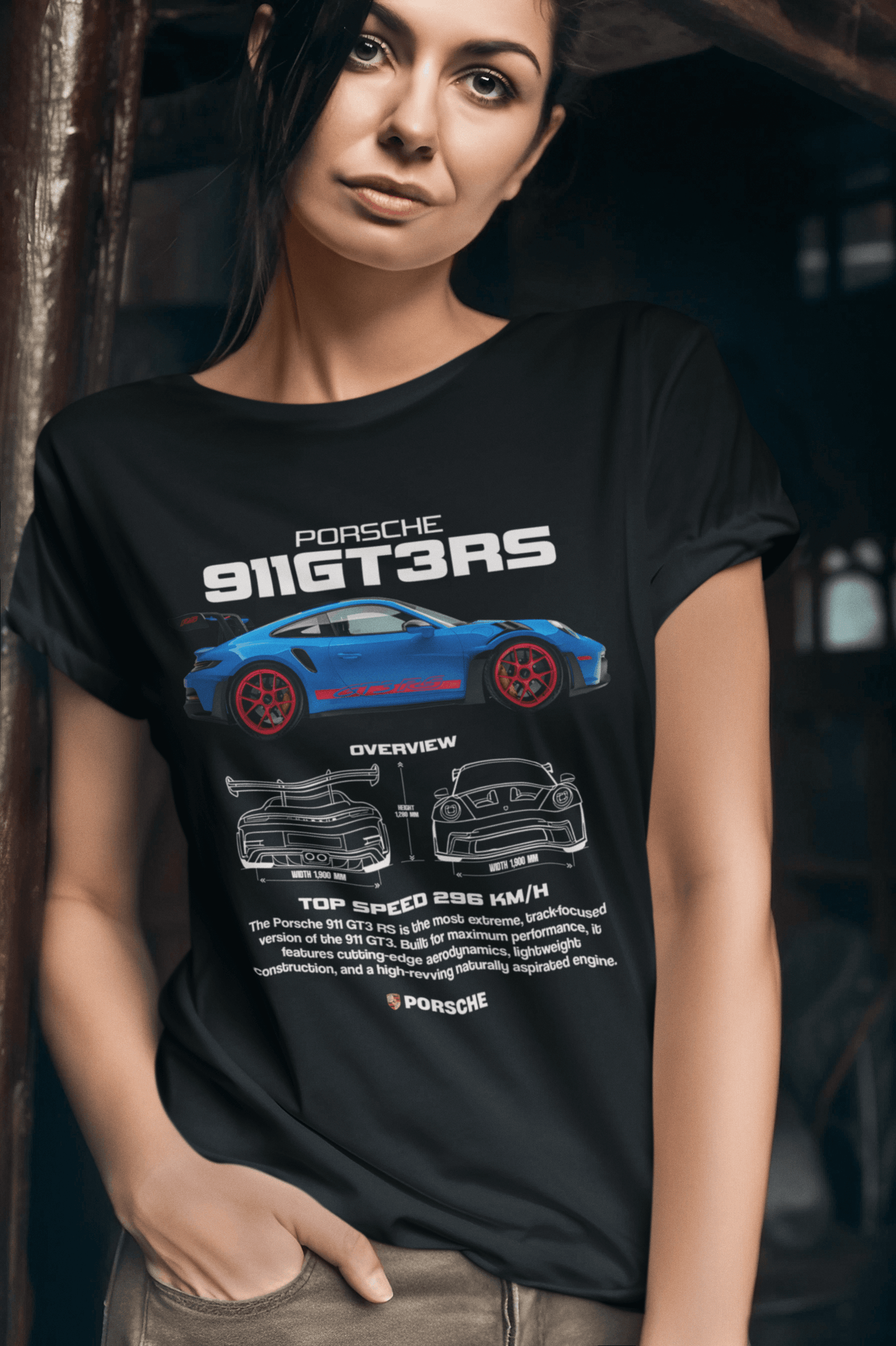 Porsche 911 GT3 RS Graphic Tee — Overview Blueprint Poster