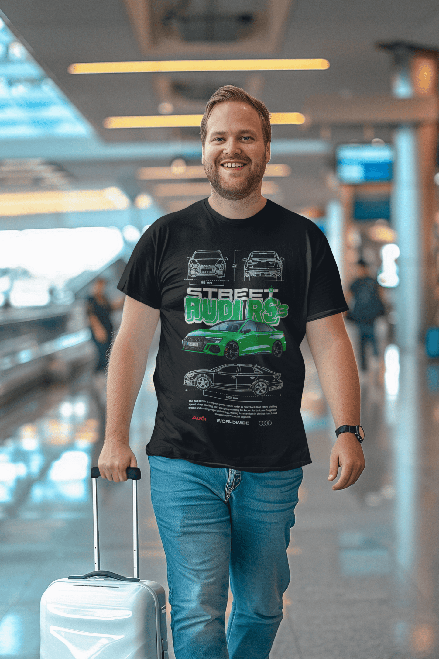Audi RS3 Graphic T-Shirt — Green Street Poster & Blueprint