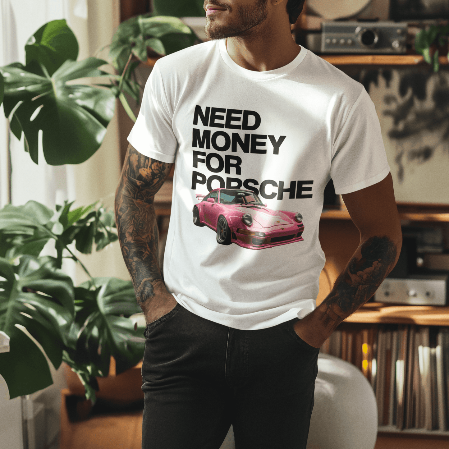 Pink Porsche 911 GT2 Graphic T-Shirt — Need Money for Porsche