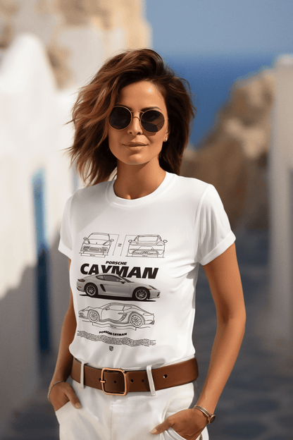 Porsche Cayman Graphic T-Shirt — Blueprint Spec Sheet
