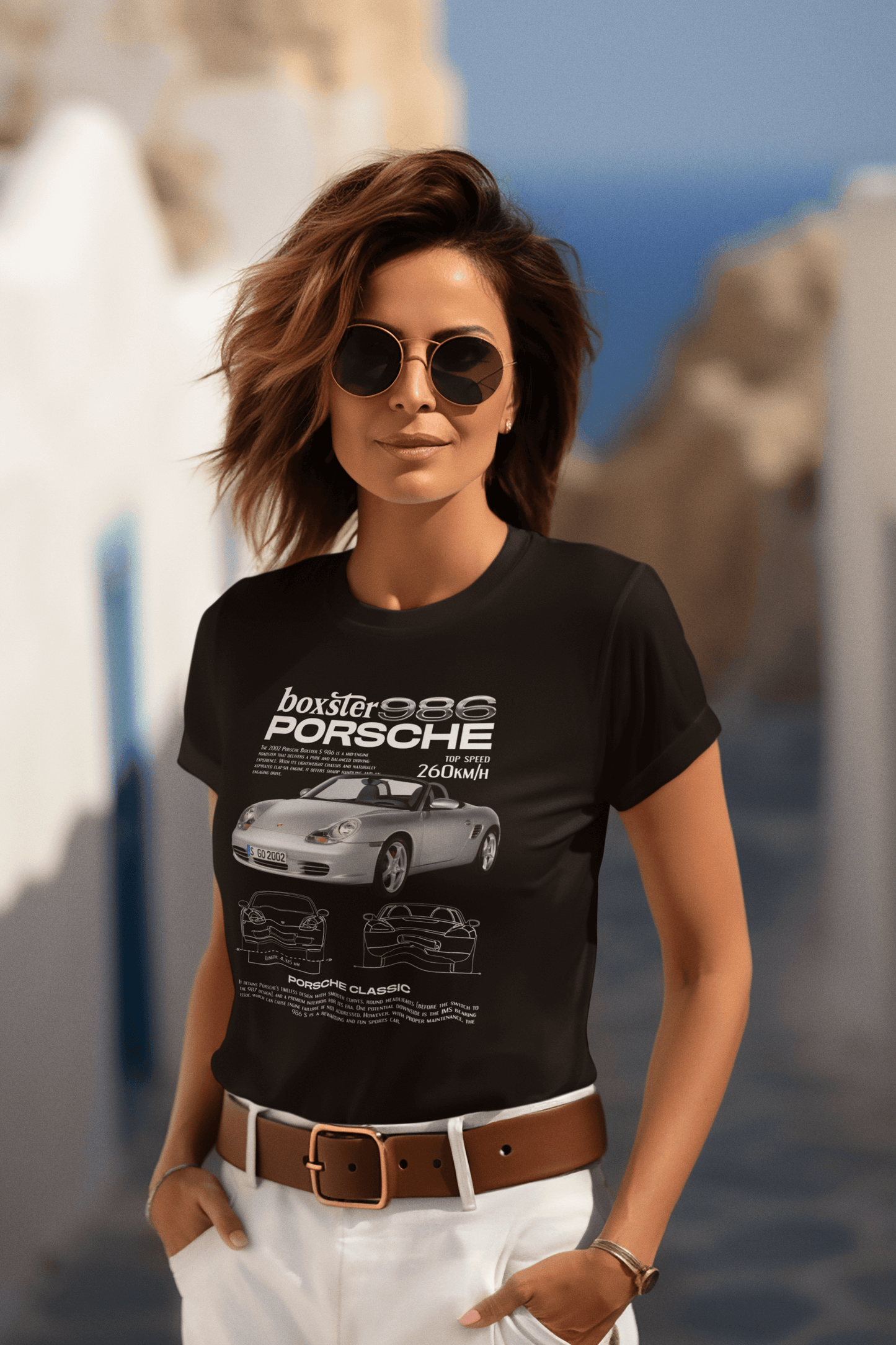 Porsche Boxster 986 Graphic T-Shirt — Photo & Line Sketch