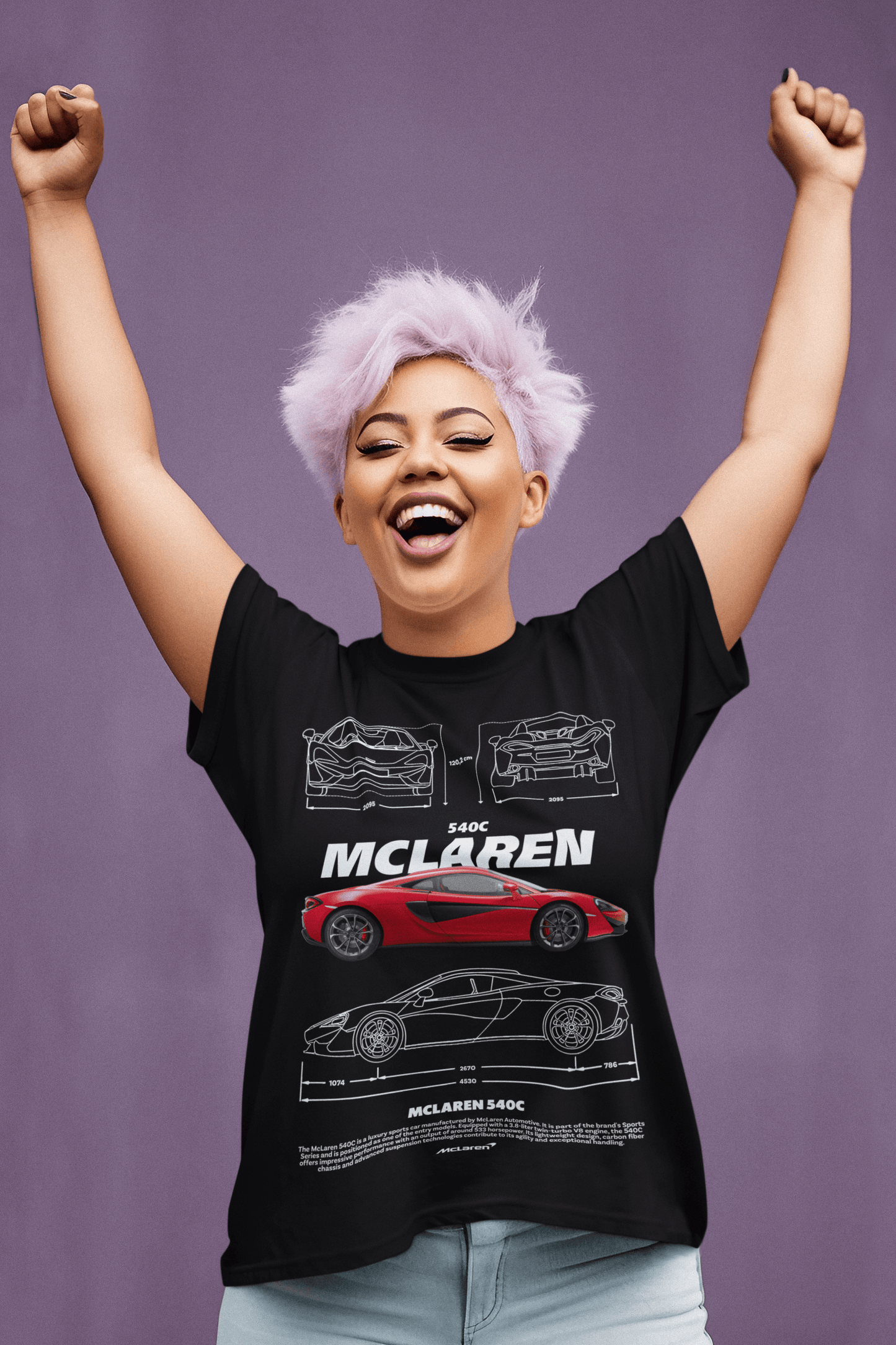 McLaren 540C Graphic T-Shirt — Photo & Line Sketch