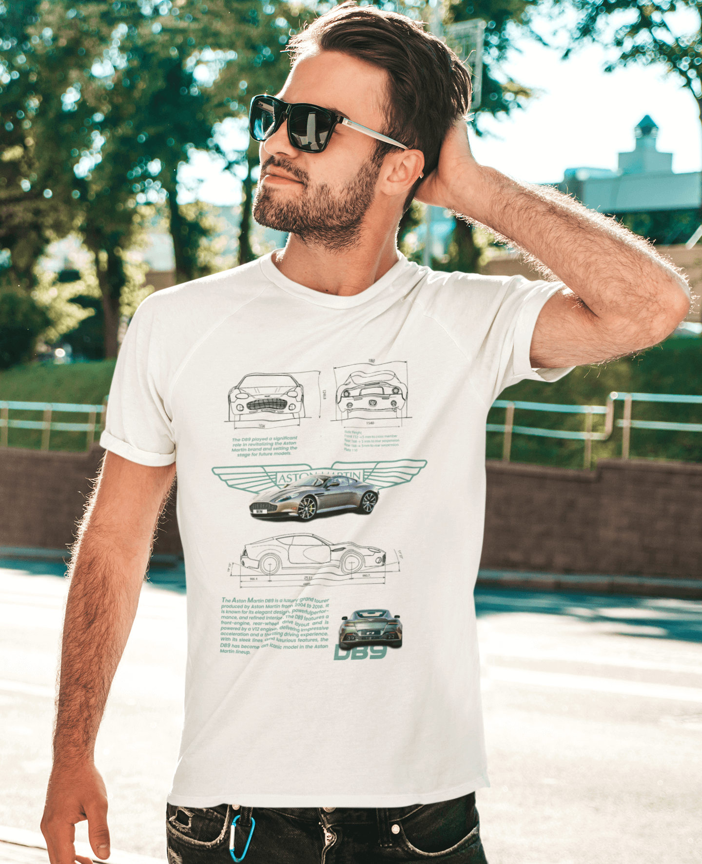 Aston Martin DB9 Graphic T-Shirt — Blueprint + Photo