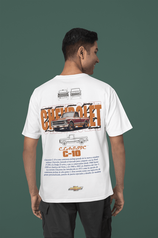 Chevrolet C-10 Classic Graphic T-Shirt - Photo & Line Sketch