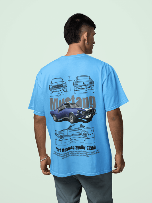 Ford Mustang Shelby GT350 Graphic T‑Shirt — Blueprint & Photo