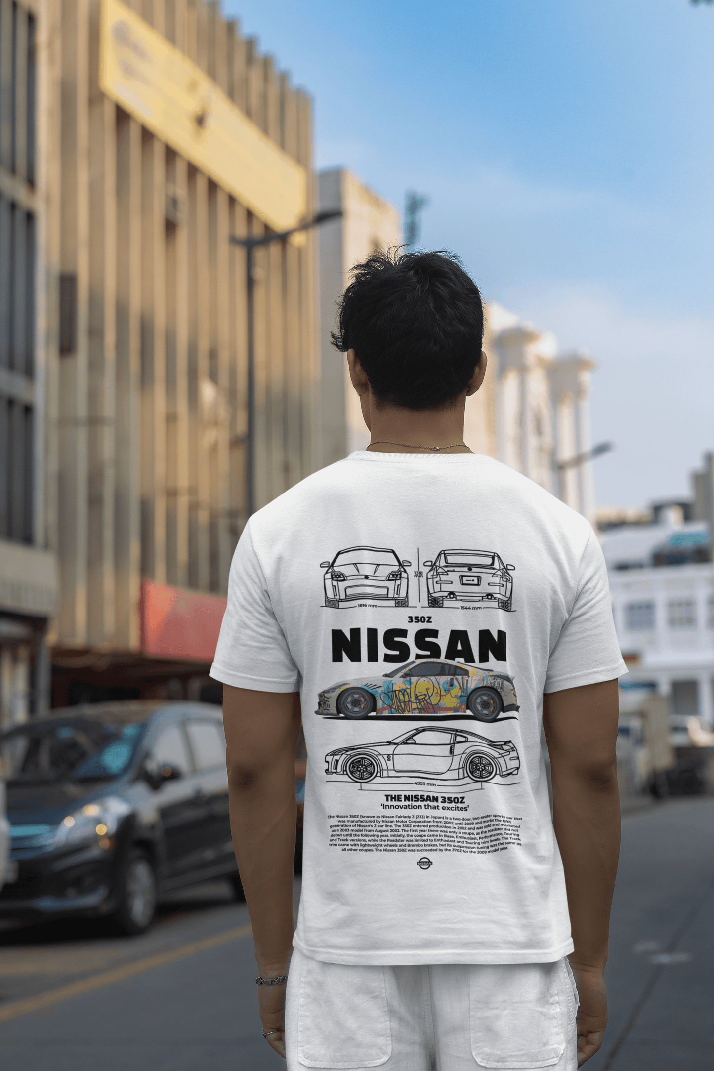 Nissan 350Z Graphic T-Shirt — Graffiti Blueprint JDM Style