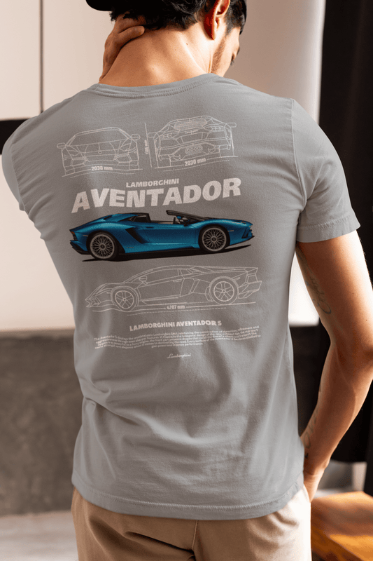 Lamborghini Aventador S Graphic T-Shirt — Photo & Line Sketch