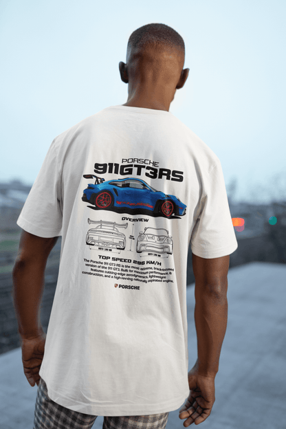 Porsche 911 GT3 RS Graphic Tee — Overview Blueprint Poster
