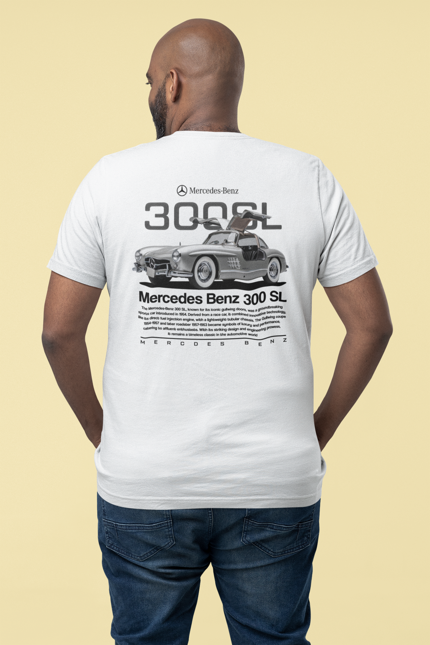 Mercedes‑Benz 300 SL Gullwing Graphic T‑Shirt — Photo & Poster Layout