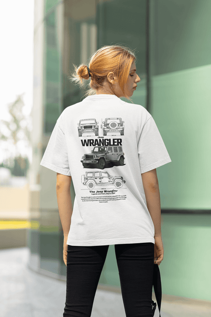 Jeep Wrangler Graphic T-Shirt — Photo & Line Sketch (Silver)