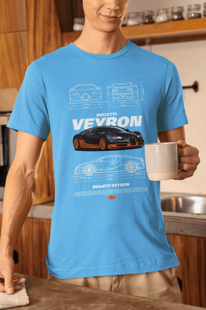 Bugatti Veyron Custom Graphic Tee - Personalized Hypercar Technical Blueprint Shirt