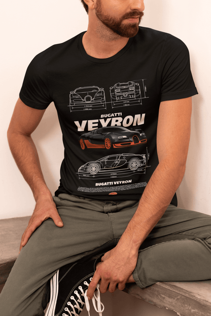 Bugatti Veyron Custom Graphic Tee - Personalized Hypercar Technical Blueprint Shirt