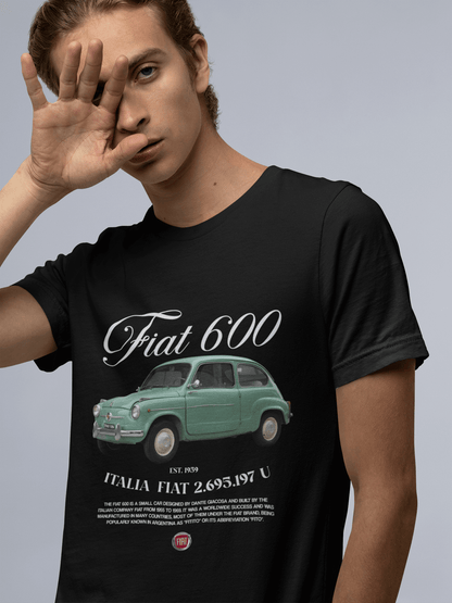 Fiat 600 Graphic T-Shirt — Vintage Script & Photo