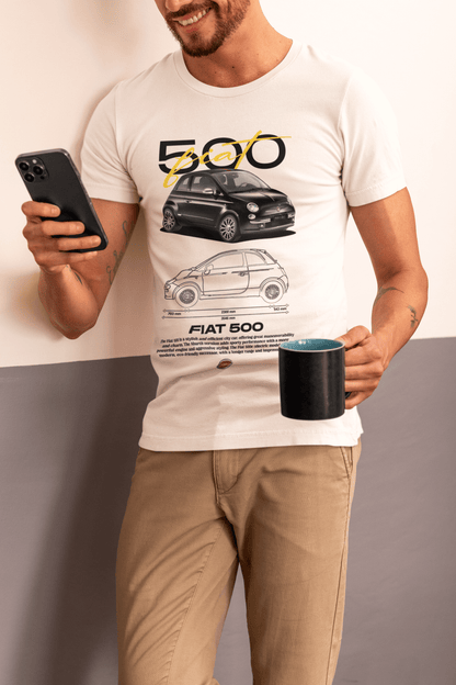 Fiat 500 Graphic T-Shirt — Photo & Line Sketch