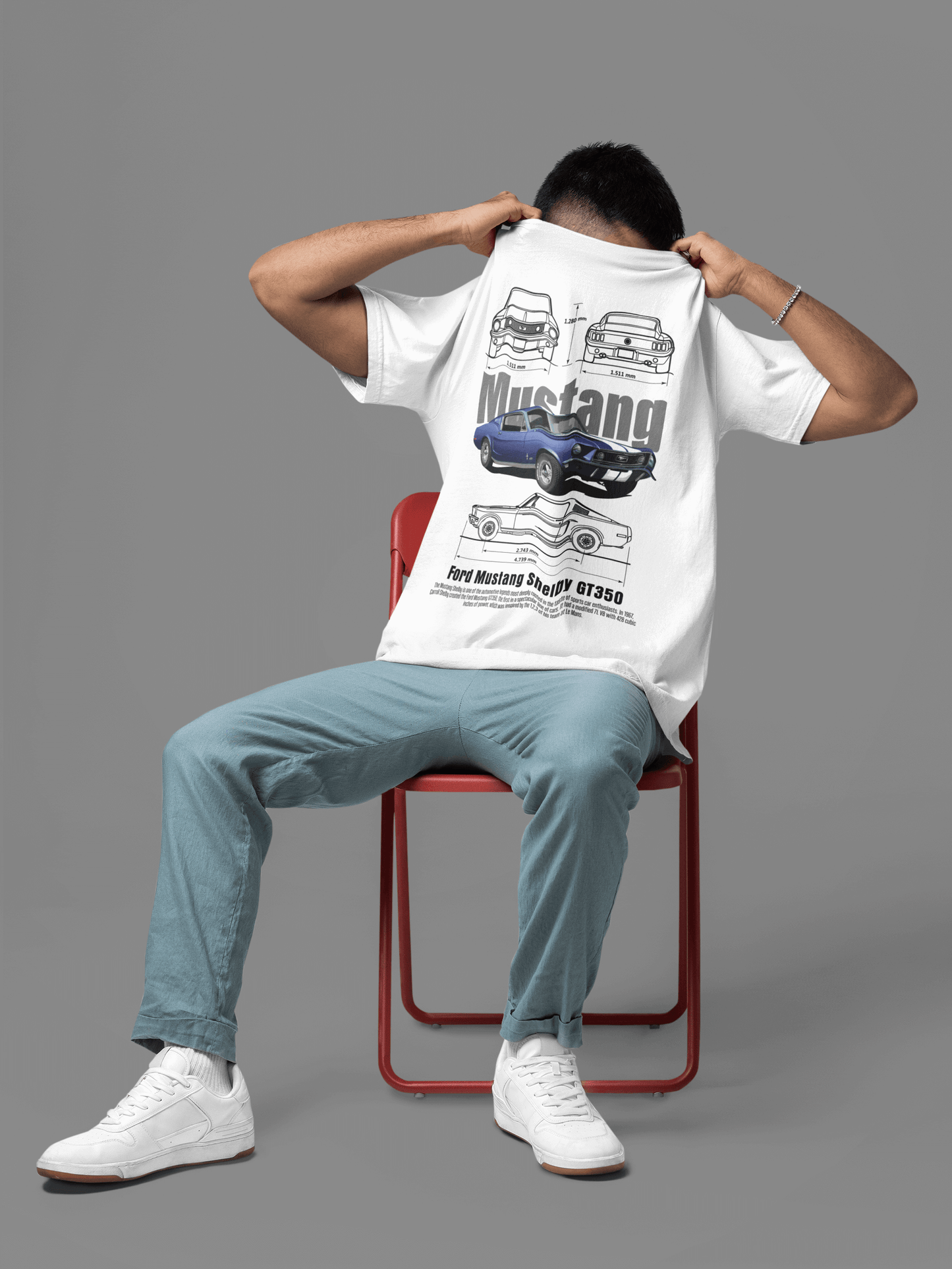 Ford Mustang Shelby GT350 Graphic T‑Shirt — Blueprint & Photo