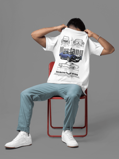 Ford Mustang Shelby GT350 Graphic T‑Shirt — Blueprint & Photo
