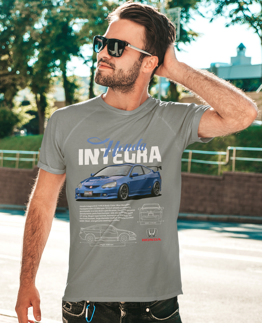 Honda Integra Type R Graphic T-Shirt — Photo & Line Sketch