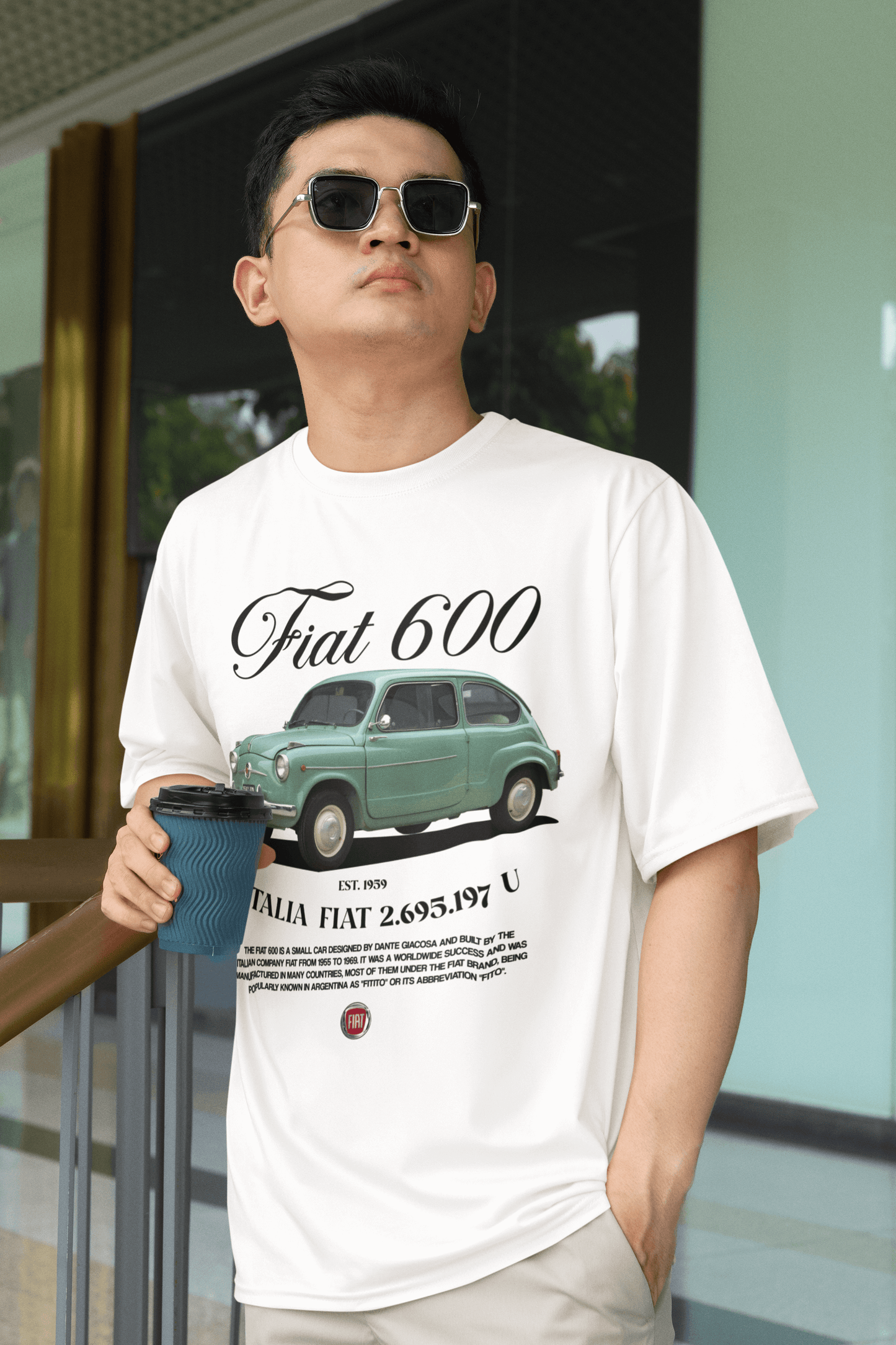 Fiat 600 Graphic T-Shirt — Vintage Script & Photo