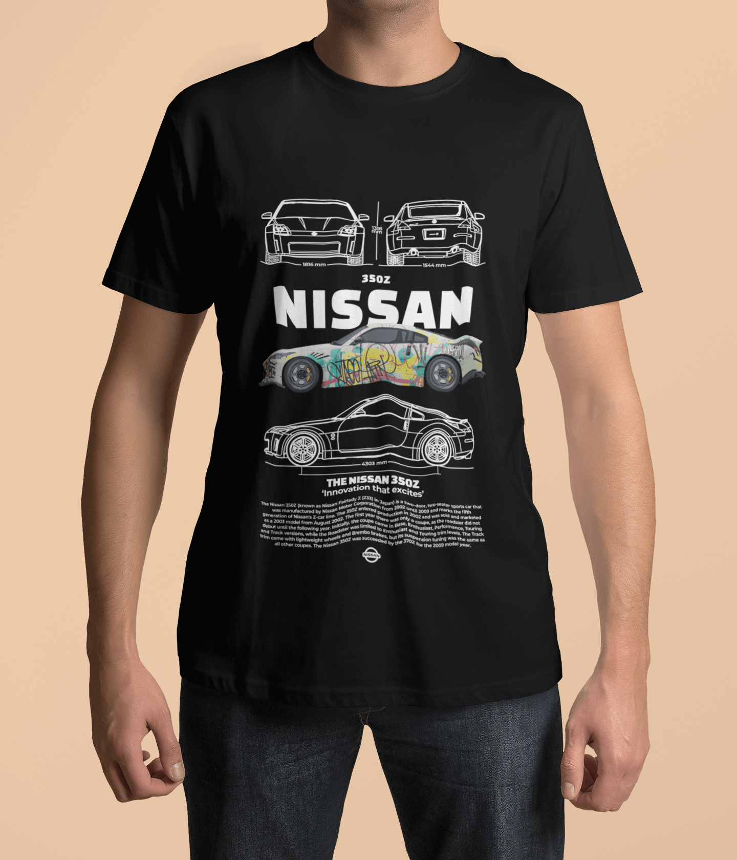 Nissan 350Z Graphic T-Shirt — Graffiti Blueprint JDM Style