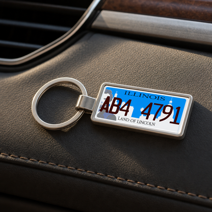Illinois ABA 4791 license plate keychain on_dashboard