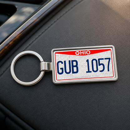 Ohio GUB 1057 license plate keychain on_dashboard