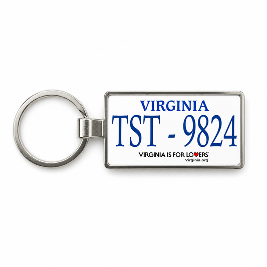 Virginia TST-9824 license plate keychain on white background
