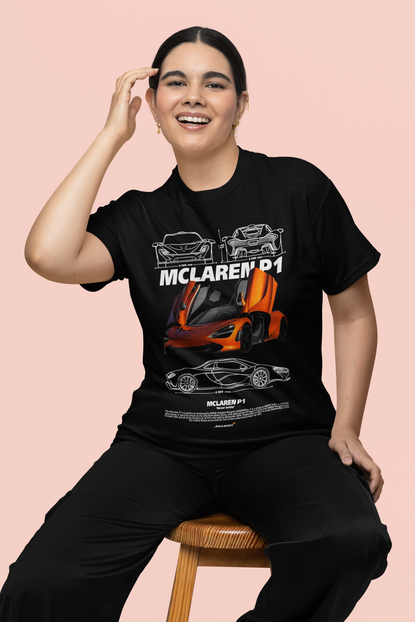McLaren P1 Graphic T-Shirt — Photo & Line Sketch